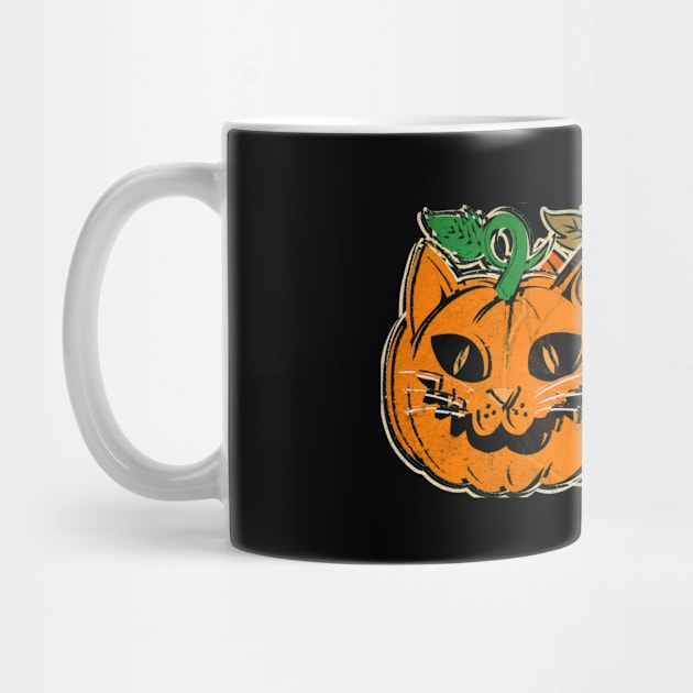 Vintage Halloween Pumpkin Cat Distressed by The WYLD Tribe